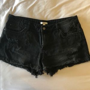 Distressed Black BP. Jean Shorts